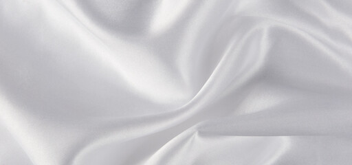 Smooth elegant white silk or satin luxury cloth texture background. 