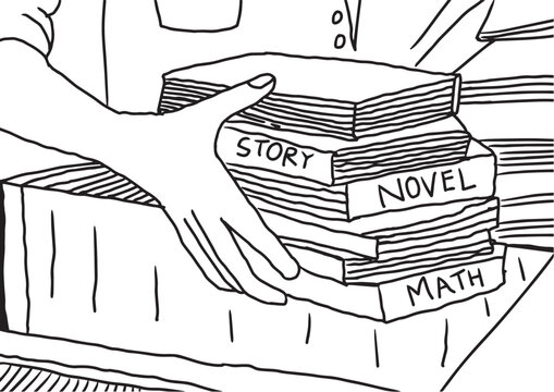 Hands packing books in a box. International Book Giving Day