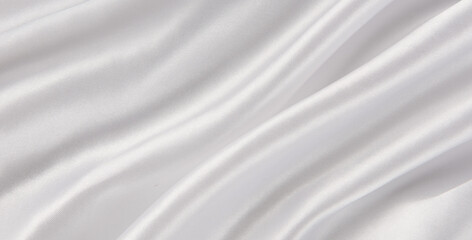 Smooth elegant white silk or satin luxury cloth texture background. 