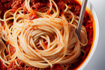 delicious fresh tomato spaghetti bolognese, generative AI
