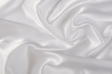 Smooth elegant white silk or satin luxury cloth texture background. 
