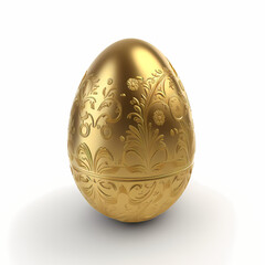Golden Easter Egg Isolated white. Generative AI