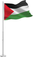 Isolated waving national flag of Palestine on flagpole