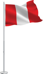 Isolated waving national flag of Peru on flagpole