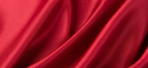 Fototapeta na wymiar Smooth elegant red silk or satin luxury cloth texture background.