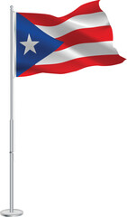 Fototapeta premium Isolated waving national flag of Puerto Rico on flagpole