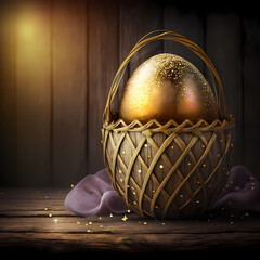 Easter eggs on aesthetic Basket. Generative AI