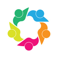 Five people teamwork social network logo