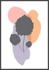 Botanical wall art illustration. Foliage line art drawing with abstract shape. Abstract Plant Art design for print, cover, wallpaper, Minimal and natural wall art. 