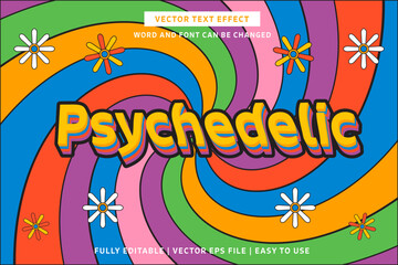 Fototapeta premium Psychedelic vector text effect fully editable