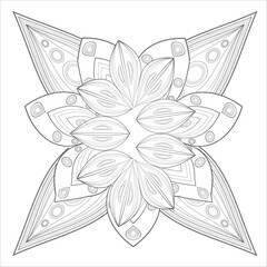 Hand Drawn Flowers for Adult Anti Stress of coloring page in Monochrome  Isolated on White Background.-vector