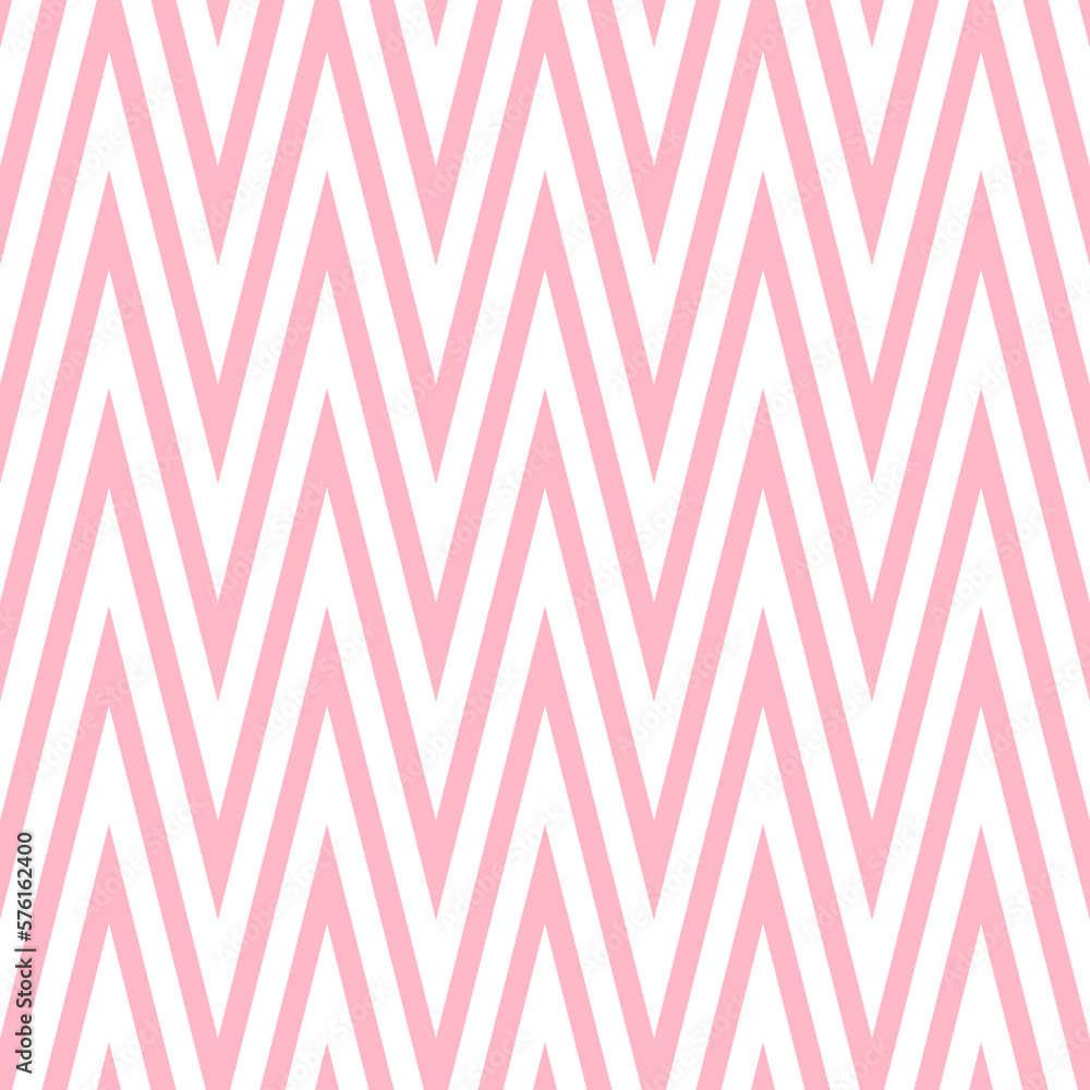 Poster Pink zigzag seamless pattern. Chevron fabric texture. Abstract zig zag background. Repeating vector wallpaper.