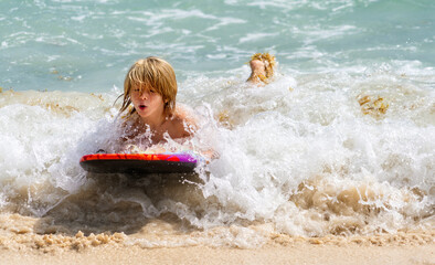 First Beach Wave on Boogie Board