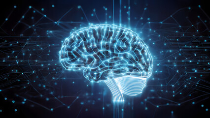 knowledge technology connection digital brain, data process concept