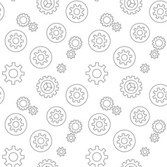 Vector seamless pattern of various gear or cogwheels made of various element