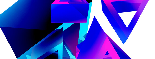 3d triangle abstract background. Basic shape technology or business concept composition. Trendy techno business template for wallpaper, banner, background or landing