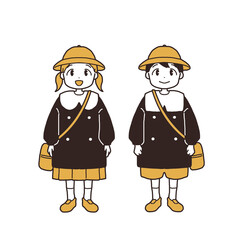 保育園や幼稚園に通う子供の全身イラスト