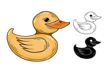 Rubber duck, isolated white background, vector illustration
