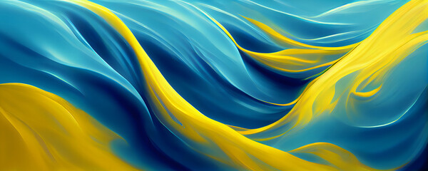 yellow and blue silk texture, dynamic cream silk scarf movement, floating fabric background, elegant silk textiles fly background