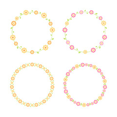 Cute Round Floral Frame Border Collection. Simple minimal flower wreath arrangements perfect for wedding invitations and birthday cards