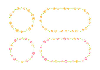 Cute Round Floral Frame Border Collection. Simple minimal flower wreath arrangements perfect for wedding invitations and birthday cards