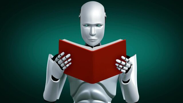 Futuristic robot artificial intelligence huminoid AI programming coding technology development and machine learning concept. Robotic bionic science research for future of human life. 3D rendering.