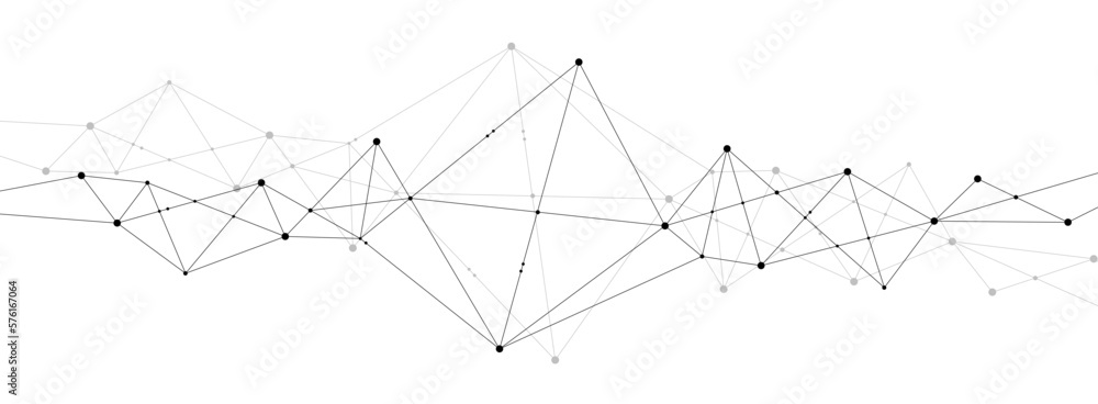 Fototapete Polygonal Network connect lines and dots background template. Technology server system vector.	