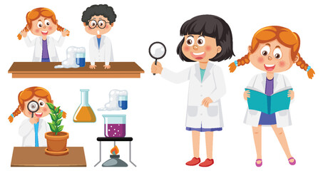 Scientist and student doing chemistry experiment