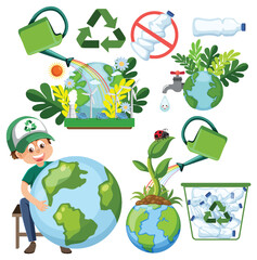 Save the earth graphics and icons collection