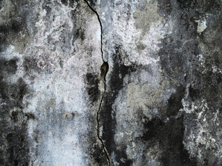 Concrete wall background pattern. old cement surfaces are black molded and cracked