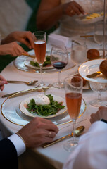 decadent meal at a wedding reception