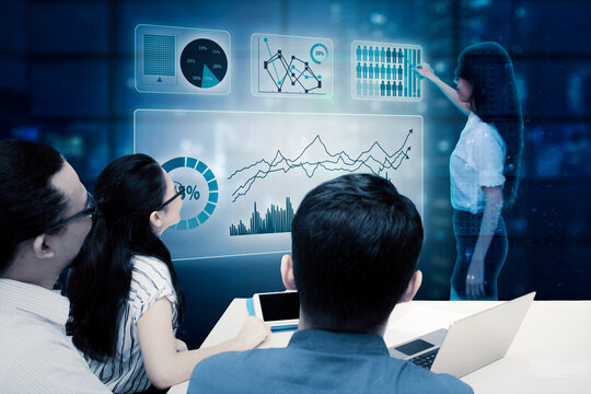 Online Meeting Video Conference Call - analyzing data with team