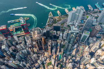 Hong Kong 29 April 2019: Aerial view of Hong Kong city