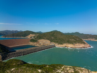 Fototapeta na wymiar Top view of Hong Kong Sai kung high island reservoir