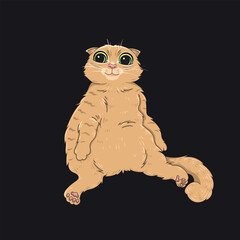 Vector Funny Sitting Ginger Cat Illustration