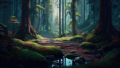 nature landscape wallpaper background illustration. generative Ai