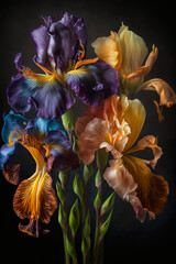 Fototapeta na wymiar Beautiful Closeup Bouquet blue iris flower with dark background