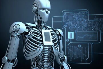 Portrait of a robot from the front