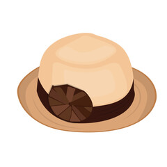 Vector illustration set of man and woman hats. Stylish male and female headwear. Elegant panama and straw hat. Fashion theme for digital resources.