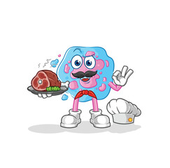 cell chef with meat mascot. cartoon vector