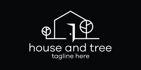 logo design line house icon vector illustration