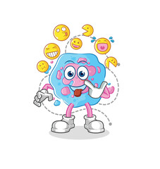 cell laugh and mock character. cartoon mascot vector
