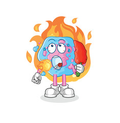 cell eat hot chilie mascot. cartoon vector