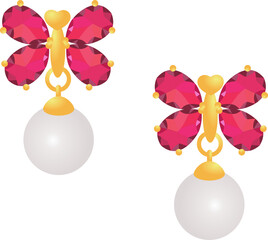 ruby with white pearl  earring 20230227-MCP253-32