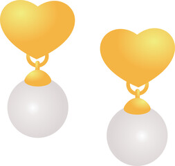 heart gold and white pearl earring 20230227-MCP253-53