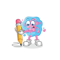 cell write with pencil. cartoon mascot vector