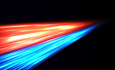 Colorful light trails with motion effect. high speed light effect on black background. Vector illustration