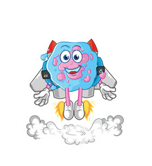 cell with jetpack mascot. cartoon vector