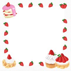 cake with strawberry frame card illustration