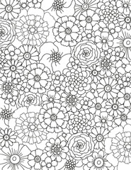 Flower carpet. Coloring book for adults and children.